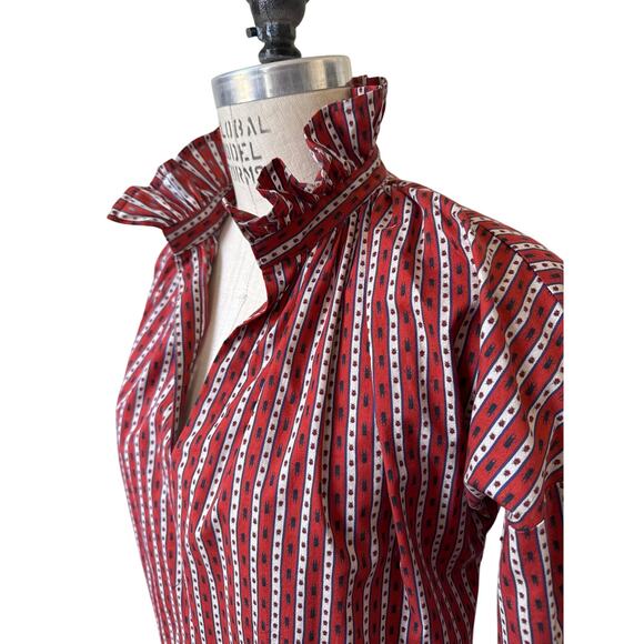 NWT Never A Wallflower Marrakesh Rust Beetle Scarab Print Blouse Size XS - Picture 2 of 6